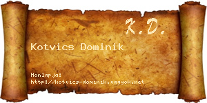 Kotvics Dominik névjegykártya
